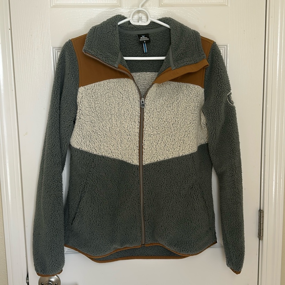 Kuhl Teddy Jacket in Gray, Cream, and Brown